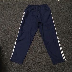 blue and white adidas track pants